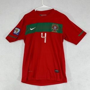Nike Portugal Official Soccer Jersey Dri Fit Abi #4 Fifa 2010 Logo Mens Small